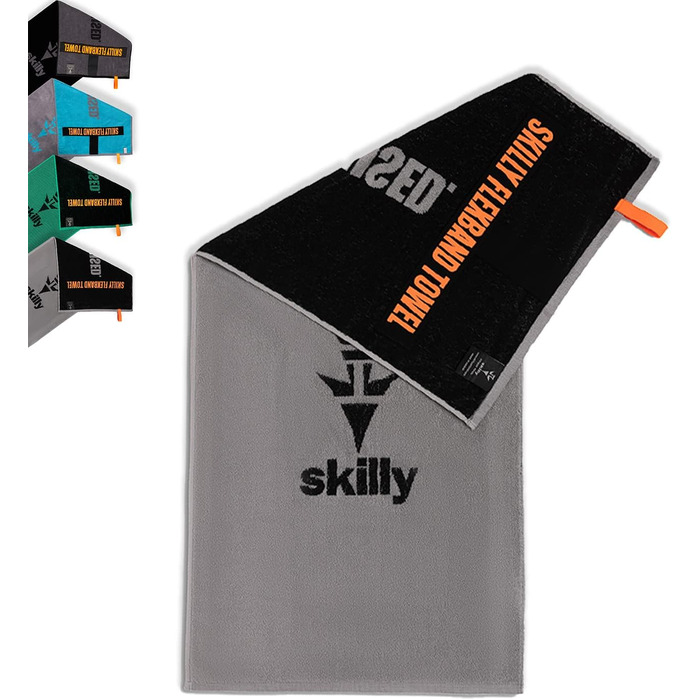 Спортивне рушник Skilly FBT120: антиковзаюче покриття, бавовна Öko-Tex, 120x50 см (сірий/чорний)
