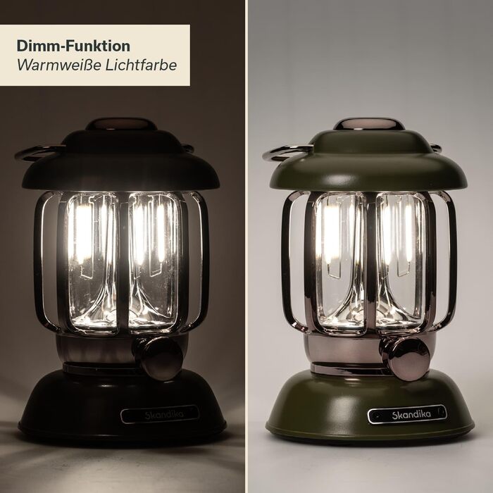 Ліхтар намету Skandika Forsol LED Retro стиль | Акумулятор 4400mAh, регулювання яскравості, для кемпінгу, саду, декору, піших прогулянок, зелений