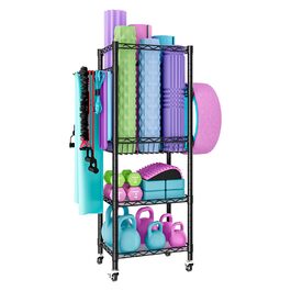 Стойка для гантелей, багатофункціональна полиця для гантелей з 3 рівнями, з гачками, підставка для штанги, регульоване зберігання для домашнього фітнес-залу, органайзер для тренувального обладнання, 43 x 29 x 120 см