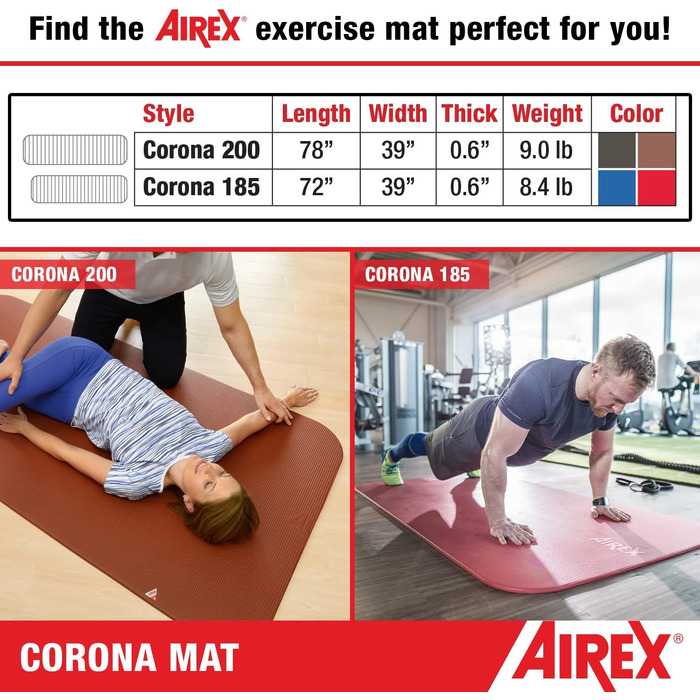 Гімнастичний килимок Airex Corona 200, синій, для йоги та фітнесу