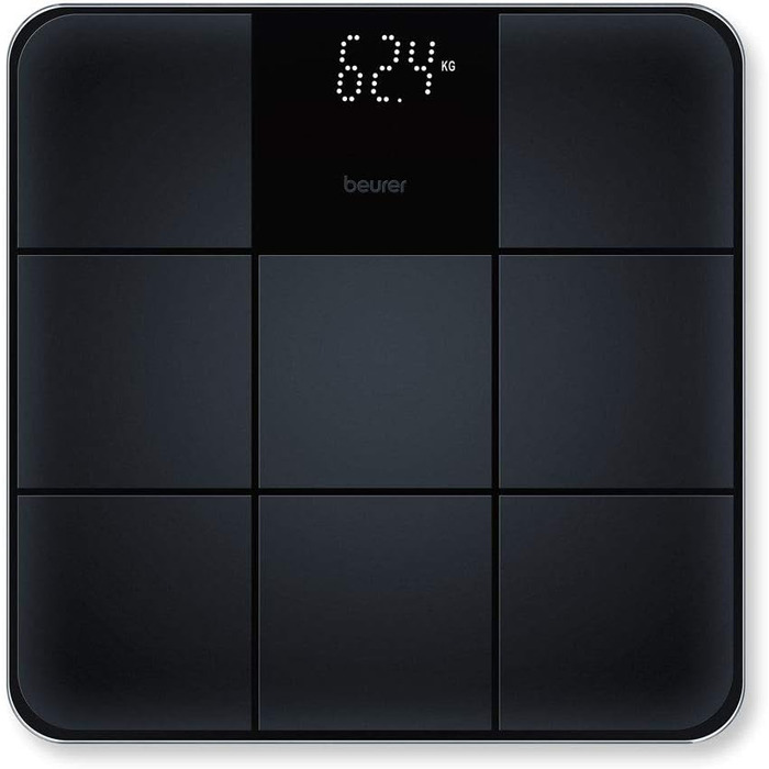 Beurer GS 235 електронна скляна вага для людей з Magic-Display, антиковзка матова поверхня під плитку, автоматичне вмикання/вимикання, чорна