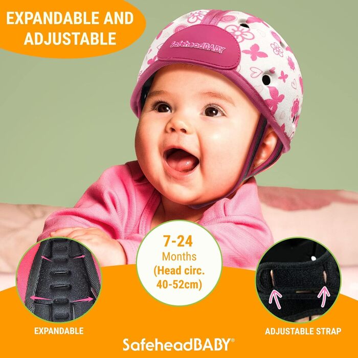 Дитячий захисний шолом SafeheadBABY для малюків — легкий, дихаючий, регульований, для безпеки під час повзання і ходьби