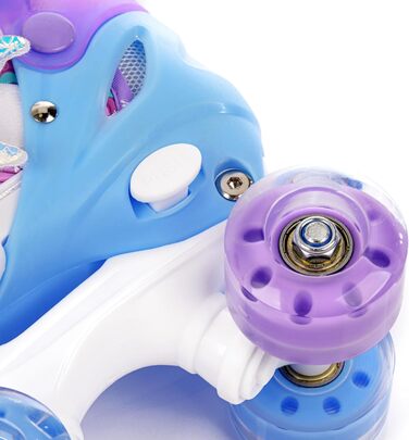 Дитячі ролики Kinder з LED-підсвіткою та регульованим розміром – ретро ролики для підлітків – багатокольорові диско ролики, рожево-фіолетові Quad Skates (30-33)