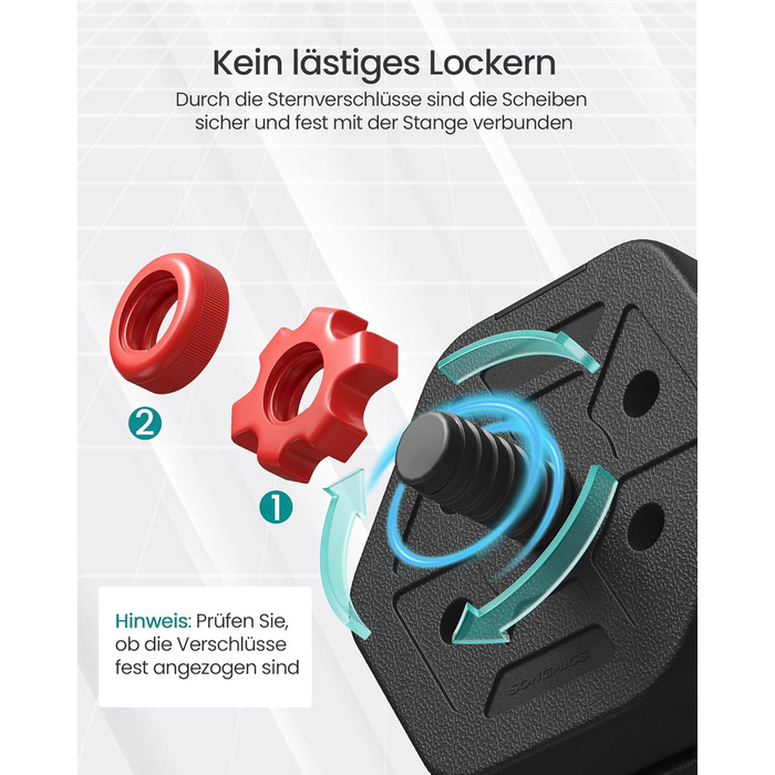 Набір гантелей SONGMICS з підключною штангою, шестигранна форма, 10-40 кг, для фітнесу та силових тренувань вдома або в спортзалі