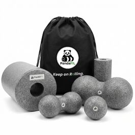 Набір масажних роликів та м'ячів PandaFit для м'язів та спини (5 предметів), EPP піна, з сумкою для перенесення