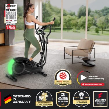 Еліптичний тренажер Sportstech CX700 з LED-дисплеєм, 24 кг, німецька якість, 12 програм, магнітна система гальмування, для дому, щадить суглоби