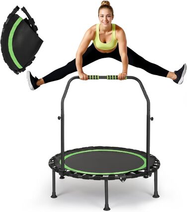 Трамплін для фітнесу в приміщенні, складаний, Ø101 см, 150 кг, стабільний та тихий, для дорослих (зелений)