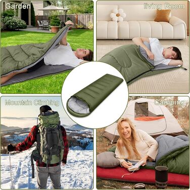 Спальний мішок Grüner, 220x85 см, водонепроникний, 3 сезони, 1.6 кг, для внутрішнього та зовнішнього використання