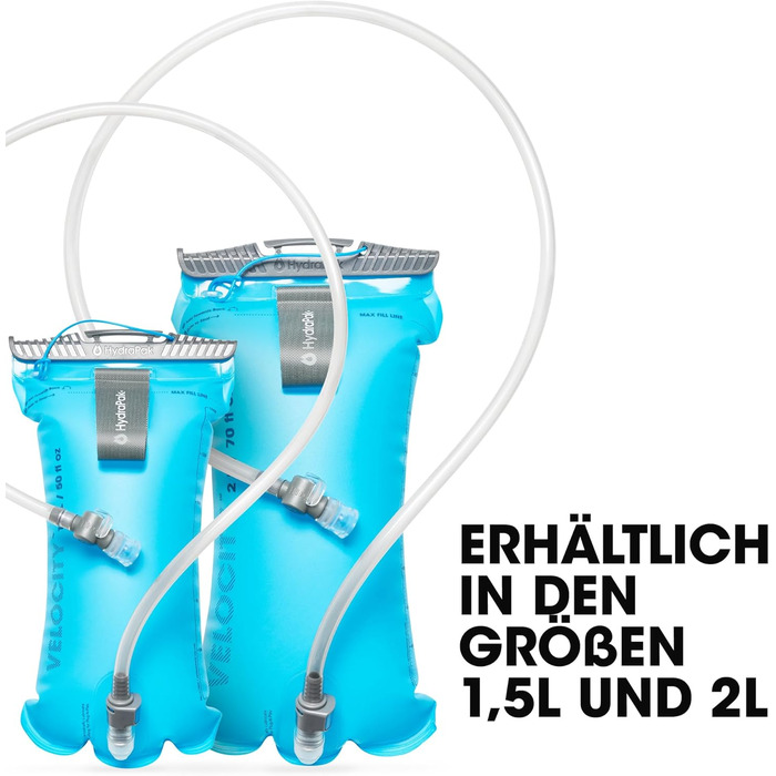 Питна система HydraPak Velocity 1,5 л Malibu Blue — резервуар для гідратації, вузький профіль, самозакривний клапан, герметична, повністю вивертається, придатна для миття в посудомийній машині