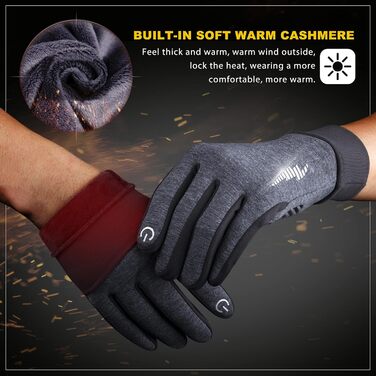 Зимові терморукавички SIMARI для чоловіків та жінок, сенсорні велосипедні рукавички, антиковзаючі, вітронепроникні для холодної погоди, для водіння, їзди на велосипеді, катання на лижах, роботи та активного відпочинку на вулиці. SMRG102, 102-Grey S