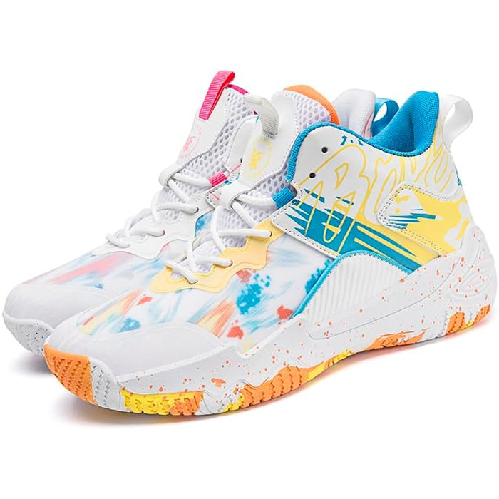 Кросівки для баскетболу та повсякденного носіння, чоловічі/жіночі, легкі, з неслизькою підошвою, рожеві/жовті, 35 EU, вузька колодка