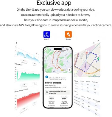 Велокомп'ютер GPS бездротовий з датчиком каденсу ANT+ Bluetooth, водонепроникний IPX7, 50 годин автономії, для дітей та дорослих