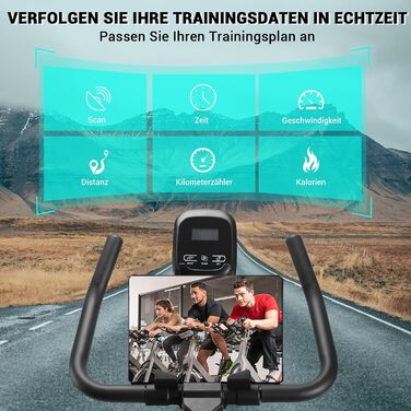 Велотренажер Wenoker для дому, індор велосипед з LCD-монітором, тримачем для планшета, навантаження до 140 кг, безшумний фітнесбайк для занять вдома