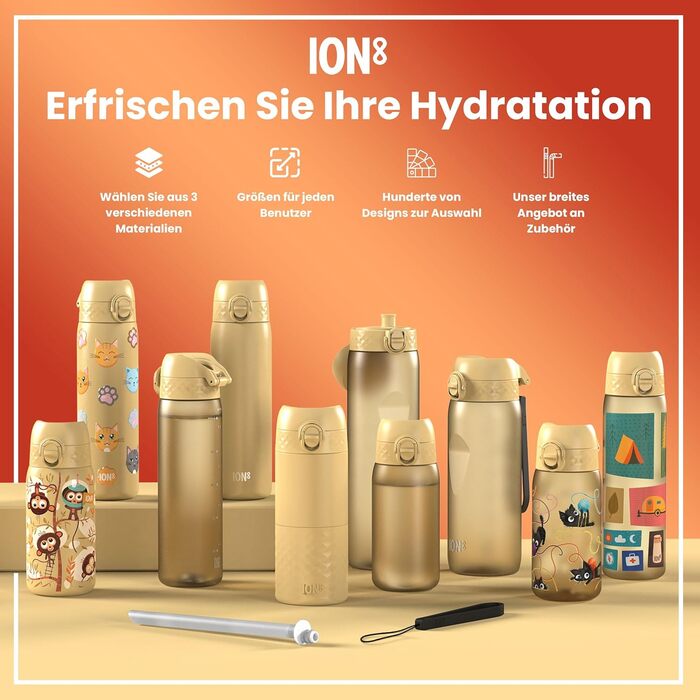 Фляга для води Ion8 Trinkflasche, Zartrosa (Evo, Wüste): витримує протікання, з зручним клапаном, BPA-free, для спорту та подорожей