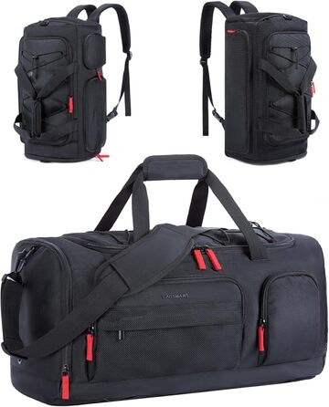 BAGSMART спортивна сумка для жінок і чоловіків з відділенням для взуття та вологих речей, водонепроникна тренувальна сумка для фітнесу, подорожей, плавання, активного відпочинку, чорна