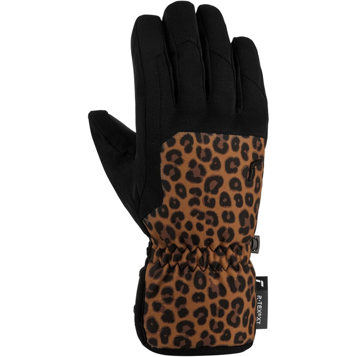Жіночі гірськолижні рукавички Reusch Keira R-TEX® XT 8, водонепроникні, чорні/коричневі/леопард