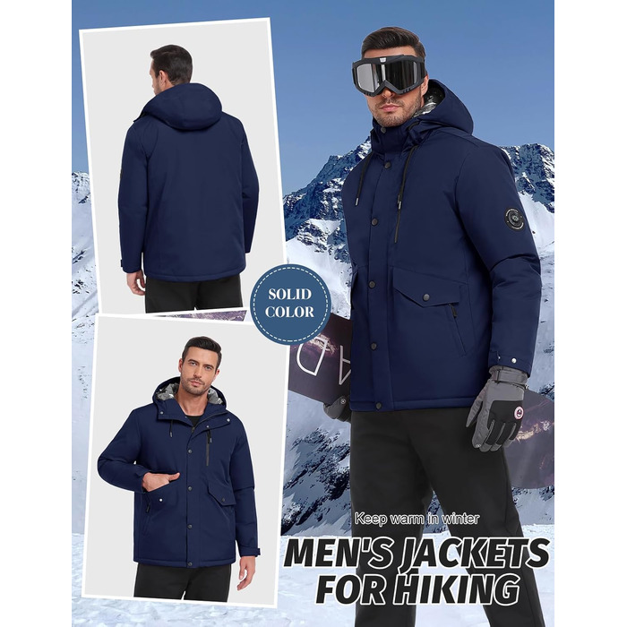 Зимова куртка для чоловіків, водонепроникна, тепла, з капюшоном та компасом. Підходить для катання на лижах та сноуборді. Розмір XL, колір морської хвилі.