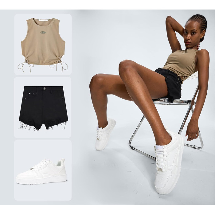 Жіночі кеди LUCKY STEP з блискучими стразами, шкіряні низькі кросівки на шнурівках, білі (38 EU)