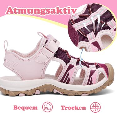 Сандалі Mishansha закриті для дівчаток, літні трекінгові, дитячі, дихаючі, розмір 25 EU, рожеві