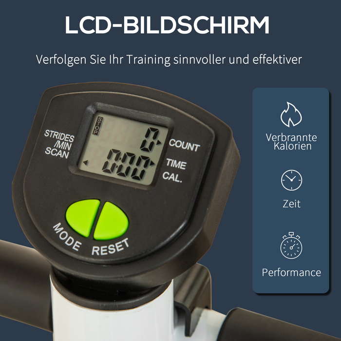 HOMCOM Stepper Fitness Swing Stepper з LCD екраном і ручкою, велотренажер для дому до 100 кг, сталь ABS, зелений, 55 x 44 x 108 см