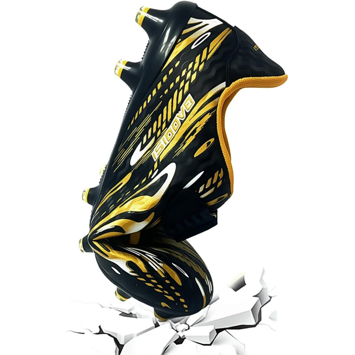 Дитячі футбольні бутси для хлопчиків та дівчаток. Професійні футбольні бутси з шипами для тренувань. Розмір 29 EU, чорний та золотий колір.