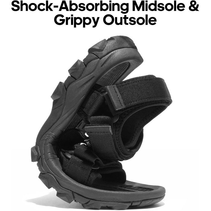 Чоловічі літні сандалії NORTIV 8 для туризму та спорту, Outdoor, пляжні сандалії, чорний колір, 45 EU