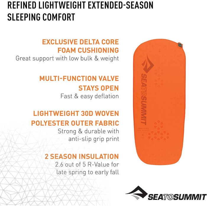 Килимок туристичний Sea to Summit Ultralight Self Inflating Delta Core-V помаранчевий X-Small