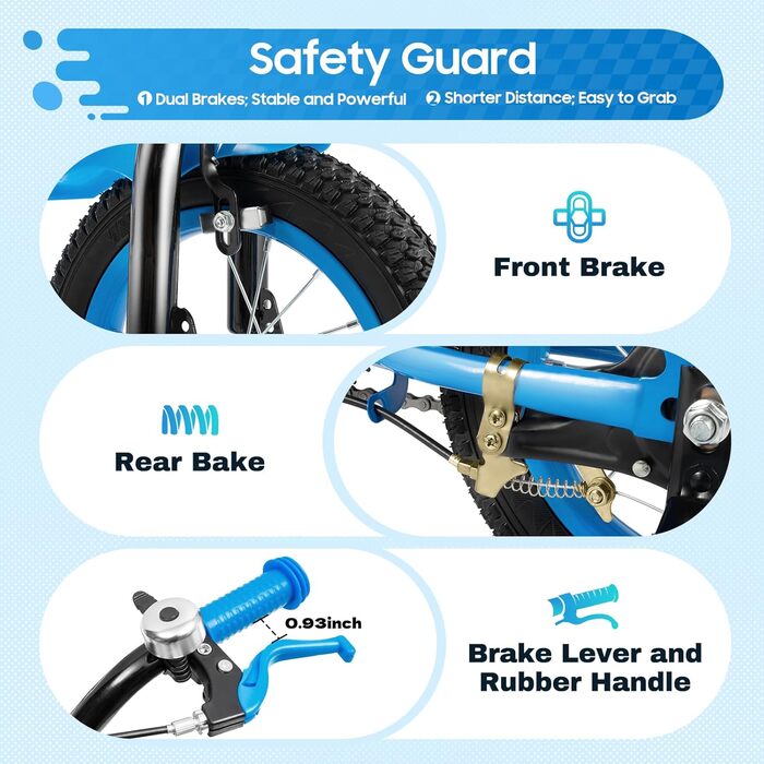 Дитячий велосипед 12 дюймів з додатковими колесами. Підходить для хлопчиків та дівчаток 3-6 років. Висота регулюється. Синій колір.