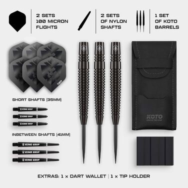 Дарти KOTO Sting Black 90% Tungsten (27г) - професійний набір стільців дартс з додатковими пір'ями та дротиками