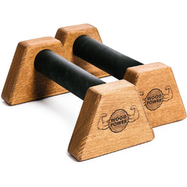 Дерев'яні упори WOODPOWER PowerBars для віджимань і стійки на руках, нековзкі паралетси для каллістеніки, йоги, тренувань вдома та на вулиці, коричневі