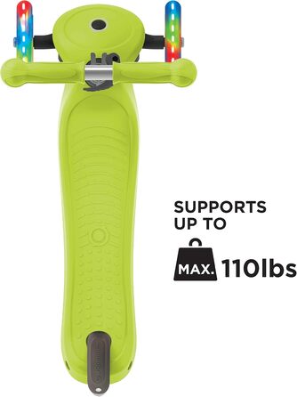 Дитячий самокат Globber Primo Lights, 3 колеса, 120/80 мм, ABEC 5, регульований, LED підсвітка, неоновий