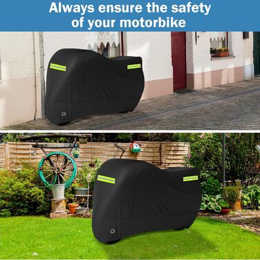 Захисний чохол для мотоцикла Motorrad з відбиваючими смугами, чорний, 245x105x125 см
