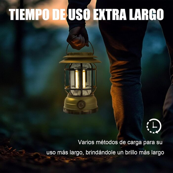 Перезаряджувана кемпінгова лампа ExtraStar з 3 режимами, аварійне світло IPX4, водонепроникна для кемпінгу, піших прогулянок, риболовлі, відключень електроенергії - оливковий