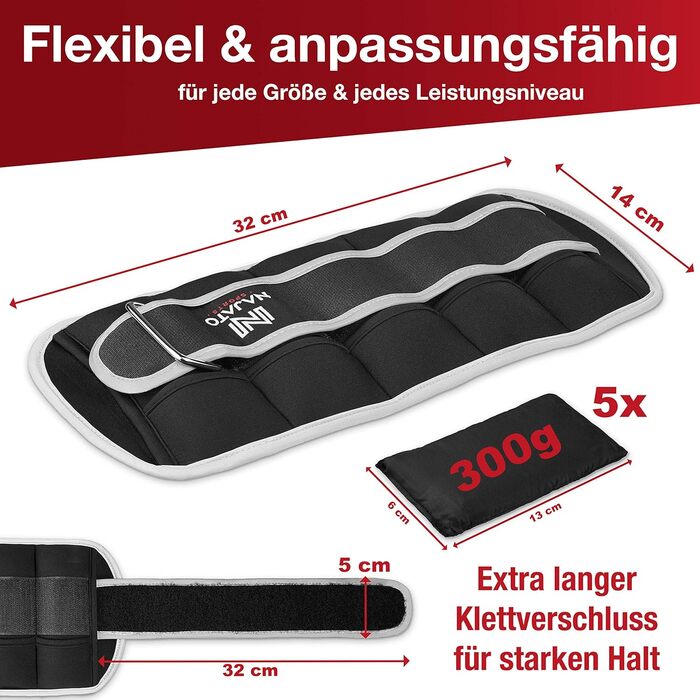 Набір манжет для ніг з регульованими вагами (2 шт.) – 1.6 кг (1 пара)