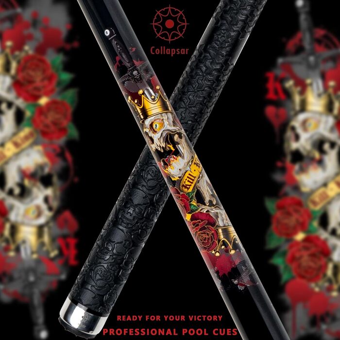 Професійний більярдний кий Collapsar CBP з чохлом, 13 мм наконечник, 147,3 см, 2-секційний, 538,6–595,3 г, 19 ounce, комплект