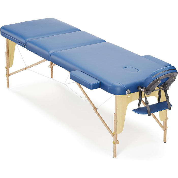 Мобільний масажний стіл Beltom® з 3 зонами, 180 x 56 см. - Легкий (13,3 кг) з аксесуарами (14,5 кг) - масажний стіл, спинка, масажна банка, косметологічний стіл, розкладний, блакитний