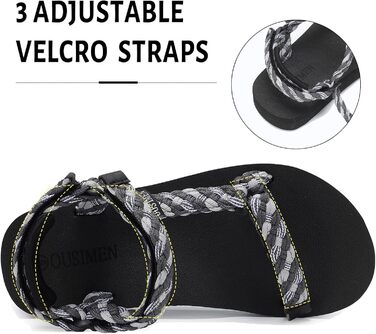 Спортивні сандалі OUSIMEN для жінок: піші прогулянки, йога, повсякденні, легкі, з підтримкою склепіння стопи, сірі (39 EU)