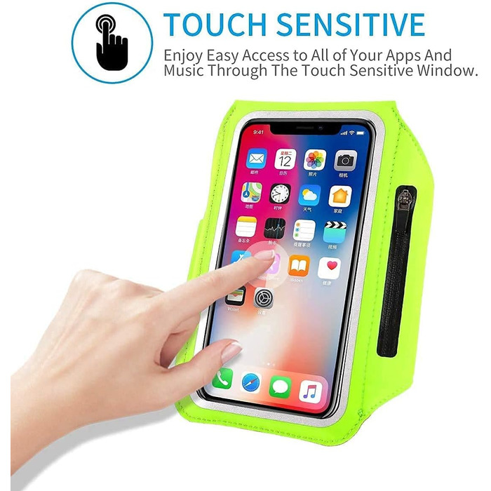 Спортивний браслет на руку для бігу з кишенькою для телефону та ключами, підходить для iPhone 17/16/15/14/13/12/11 Pro Max/Plus, зелений (до 6.9 дюймів)