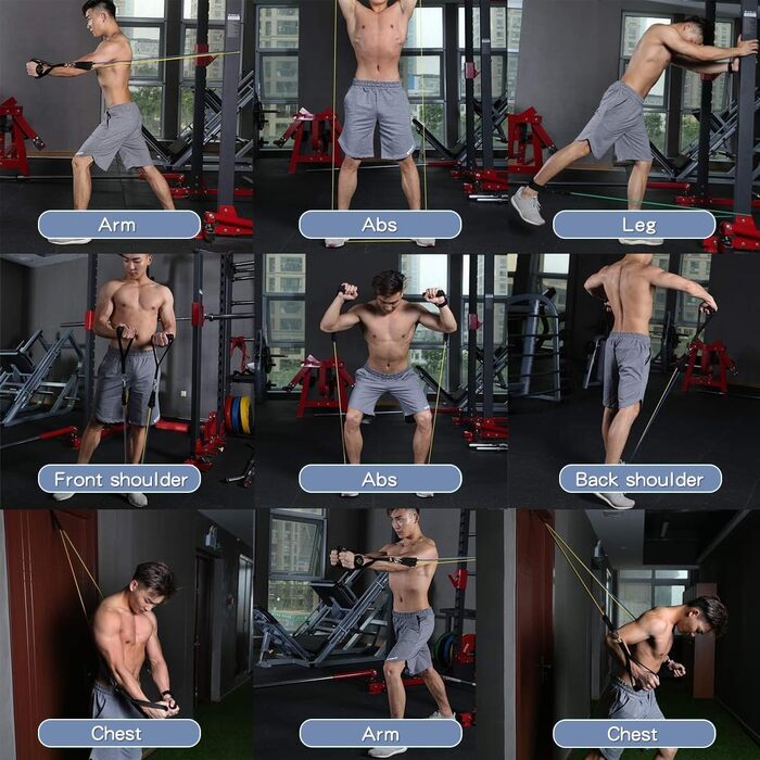 Набір еластичних стрічок WHATAFIT для фітнесу та реабілітації, з дверним анкером та ручками