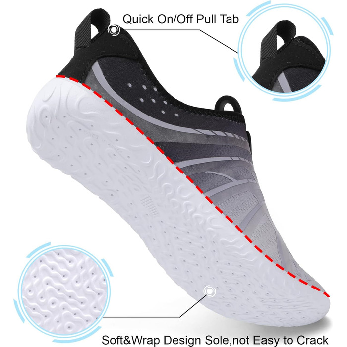 Водні шкарпетки Spesoul для жінок та чоловіків: дихаючі, швидковисихаючі, м'які, для хаду, піших прогулянок, плавання, пляжу, серфінгу, йоги, спорту (38.5/40.5 EU, Al Jiao Blgrey)