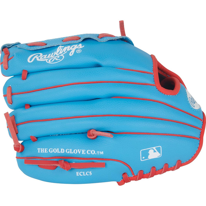Рукавиця бейсбольна Rawlings Spieler Serie T-Ball / Юніорська (22.9-29.2 см), права рука, Columbia Blue/Scarlet, 10.5
