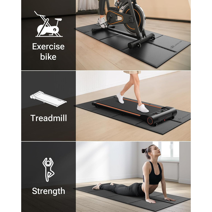 UREVO Smart Walking Pad - компактний біговий килимок під стіл з двома амортизаторами, додаток для тренувань з відстеженням та режимом MIIT, керування пультом або додатком для дому та офісу
