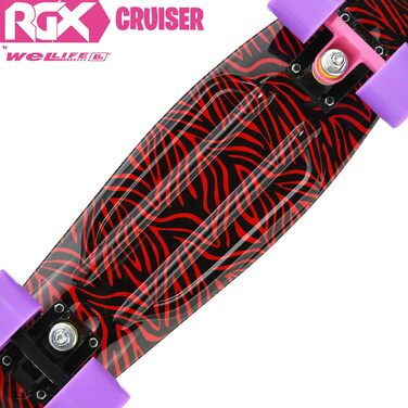 Скейтборд WeLLIFE Mini Cruiser RGX 56 см рожевий, PU 78A, ABEC-7RS, для підлітків і дорослих