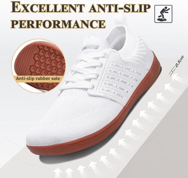 ASHION Взуття для ходьби та бігу без шкарпеток (унісекс) – широкі, для жінок та чоловіків, розмір 42 EU, колір коричневий