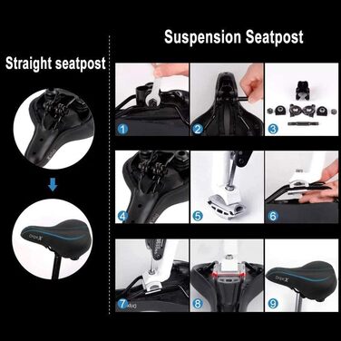 Велосипедне сідло Dripex для чоловіків та жінок: зручне, м'яке, гелеве, водонепроникне, ергономічне. Підходить для MTB, Citybike, шосе. Колір: блакитний