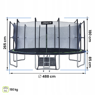 Батут із сіткою Urbogym 488 см FT 16 (487-500 см)