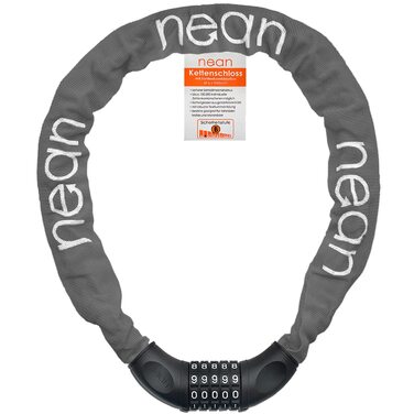 Велосипедне замкове обладнання Nean: надійний замок з кодом, сталевий ланцюг 6 мм x 900 мм (сірий)