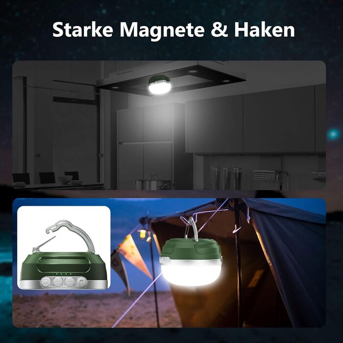 LED кемпінговий ліхтар на акумуляторі 8400mAh, RGB, 5 режимів, регулювання яскравості, вологостійкий, з магнітом, для туризму, надзвичайних ситуацій