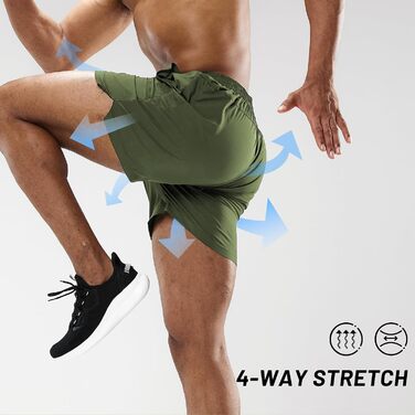 Чоловічі спортивні шорти для бігу та фітнесу MIER, швидкосохнучі outdoor шорти для тренувань з кишенями, дихаючі, армійський зелений, розмір XL