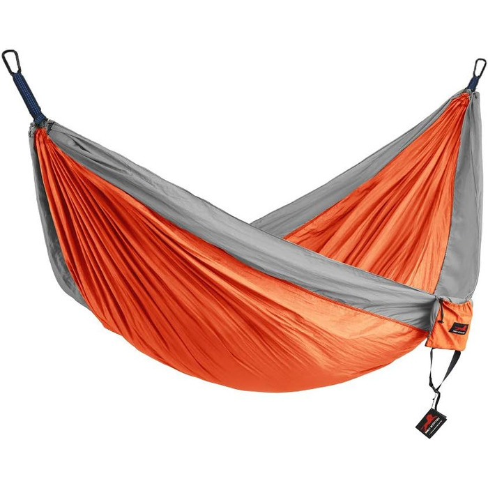 Гамак туристичний одиночний та двомісний Honest Outfitters з системами кріплення, 198.1 x 299.7 см, оранжевий/сірий
